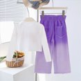 thumbnail image 4 of NOLDARES Infant Kid Girl Cute Fall Clothes Set2pcs Long Sleeve Crewneck Sweatshirt and Pants Print Outfits Clothing(Purple,5-6 Y), 4 of 4