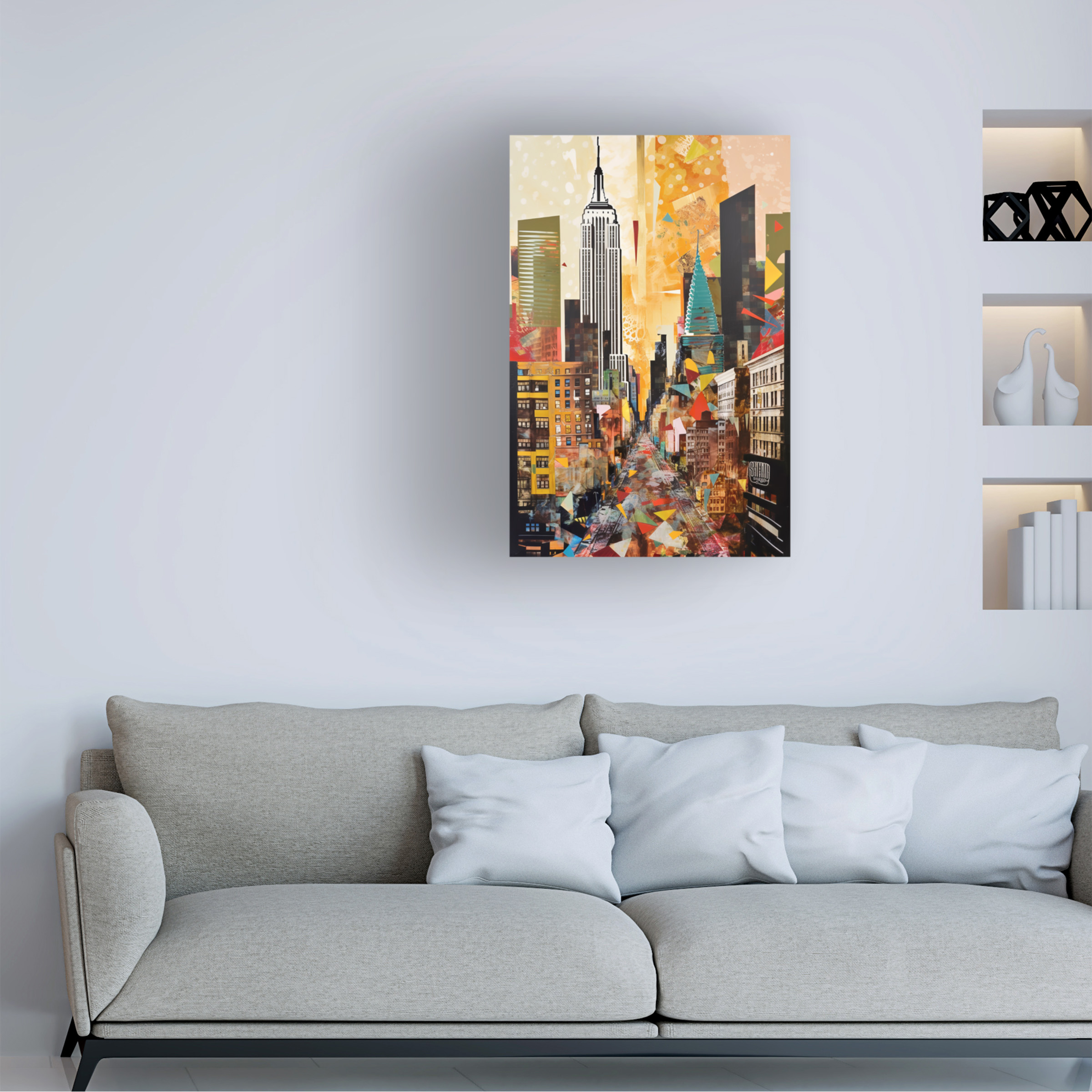 Canvas Wall Art - Ray Heere 'Pop Art New York Gold 7' Wall Art for Living Room, Bedroom, or Office Décor by Trademark Fine Art - 16 x 24 Inches