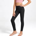 thumbnail image 5 of Duqingm Girls Leggings with Pockets Athletic High Waisted Kids Workout Active Dance Running Yoga Pants (Black,5-6 Years), 5 of 6
