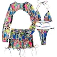 thumbnail image 5 of Women's 4 Piece Swimsuits Print Halter Bikini Set Bathing Suits with Cover Up, 5 of 7
