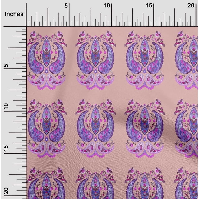 oneOone Polyester Lycra Fabric Leaves & Floral Artistic Print Sewing Fabric BTY 56 Inch Wide