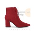 thumbnail image 3 of Unique Bargains Pointed Toe Lace Up Block Heel Ankle Boots for Women Red (Size 7), 3 of 4