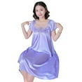 thumbnail image 5 of Women Sexy Sleepwear Silk Satin Short Sleeve Nightgown Robes Night Dress Nightie, 5 of 5
