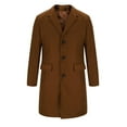 thumbnail image 5 of Long Trench Coat for Men Double Breasted Mid Long Jacket Notched Lapel Winter Chunky Warm Overcoat, 5 of 7