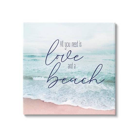 Love & A Beach Nautical Phrase Coastal Graphic Art Gallery Wrapped Canvas Print Wall Art