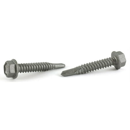 

1/4-20 x 1 1/8 Self-Drilling Screws / Unslotted / Hex Washer Head / #4 Drill Pt / Steel / High Corrosion Silver Ruspert - 1500 Piece Carton