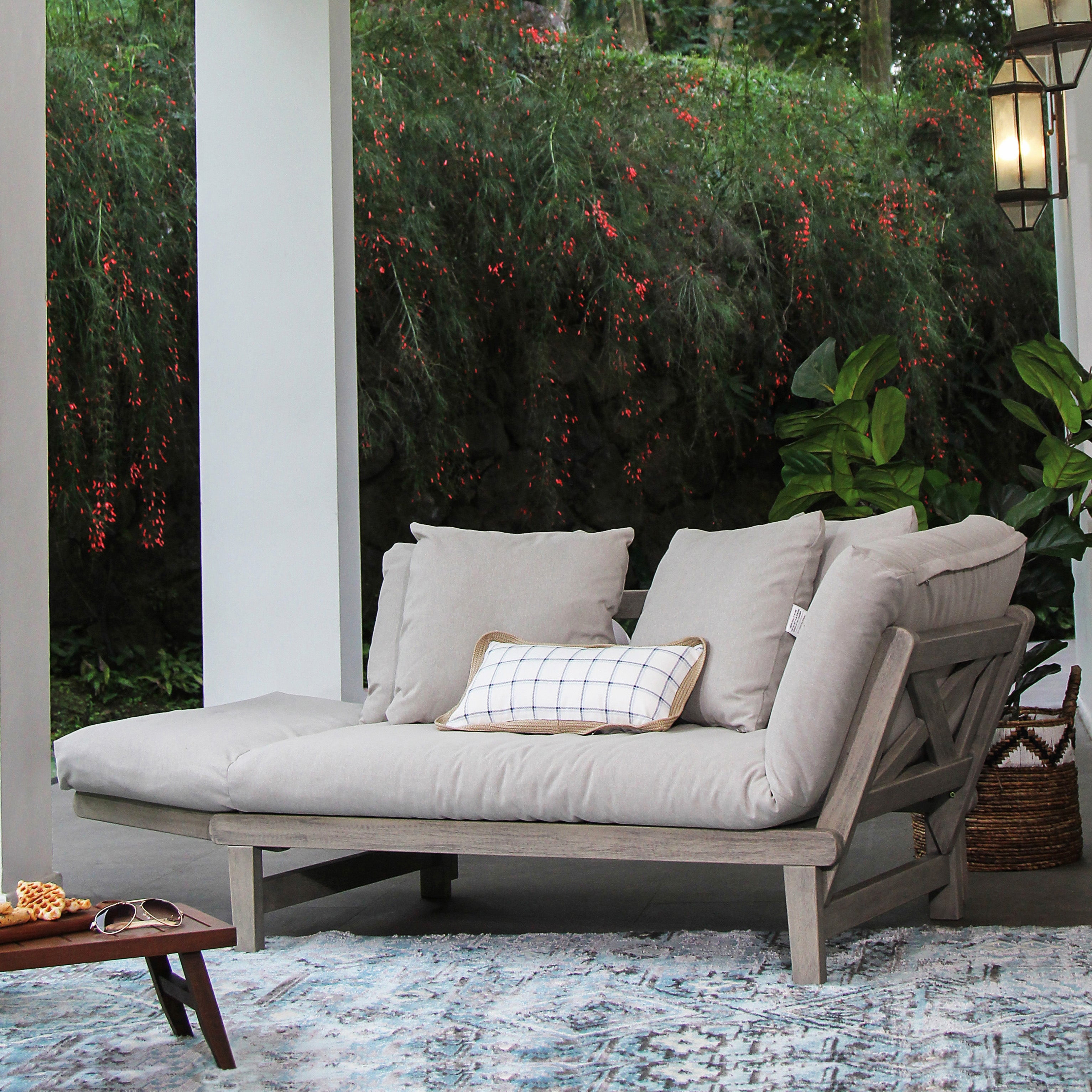 Westlake Solid Wood Outdoor Convertible Sofa Daybed Oyster