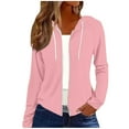 thumbnail image 2 of Hoodies for Women Fall Cute Jacket Oversized Casual Sweatshirts with Pocket Ndbuld Women's and Women's Plus Zip Up Fleece Jacket with Hood, Sizes XS-4X,Pink,M, 2 of 3