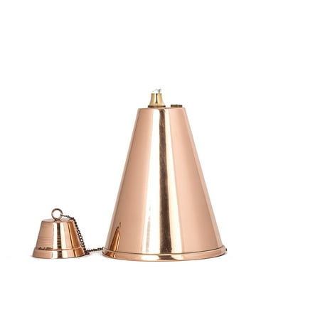 Hawaiian Cone Tabletop Oil Torch - Sophisticated Oil Lamp is Perfect as a Centerpiece or as Landscape Lighting - Easy Refill 60oz Bowl with Matching Snuffer and Fiberglass Wick (Smooth Copper)