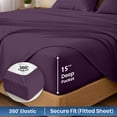 thumbnail image 5 of Dee's Collection 800 TC 4 Piece Sheet Set 15 Inch Deep pocket 100% Egyptian Cotton Full Size, Plum Color, 5 of 6