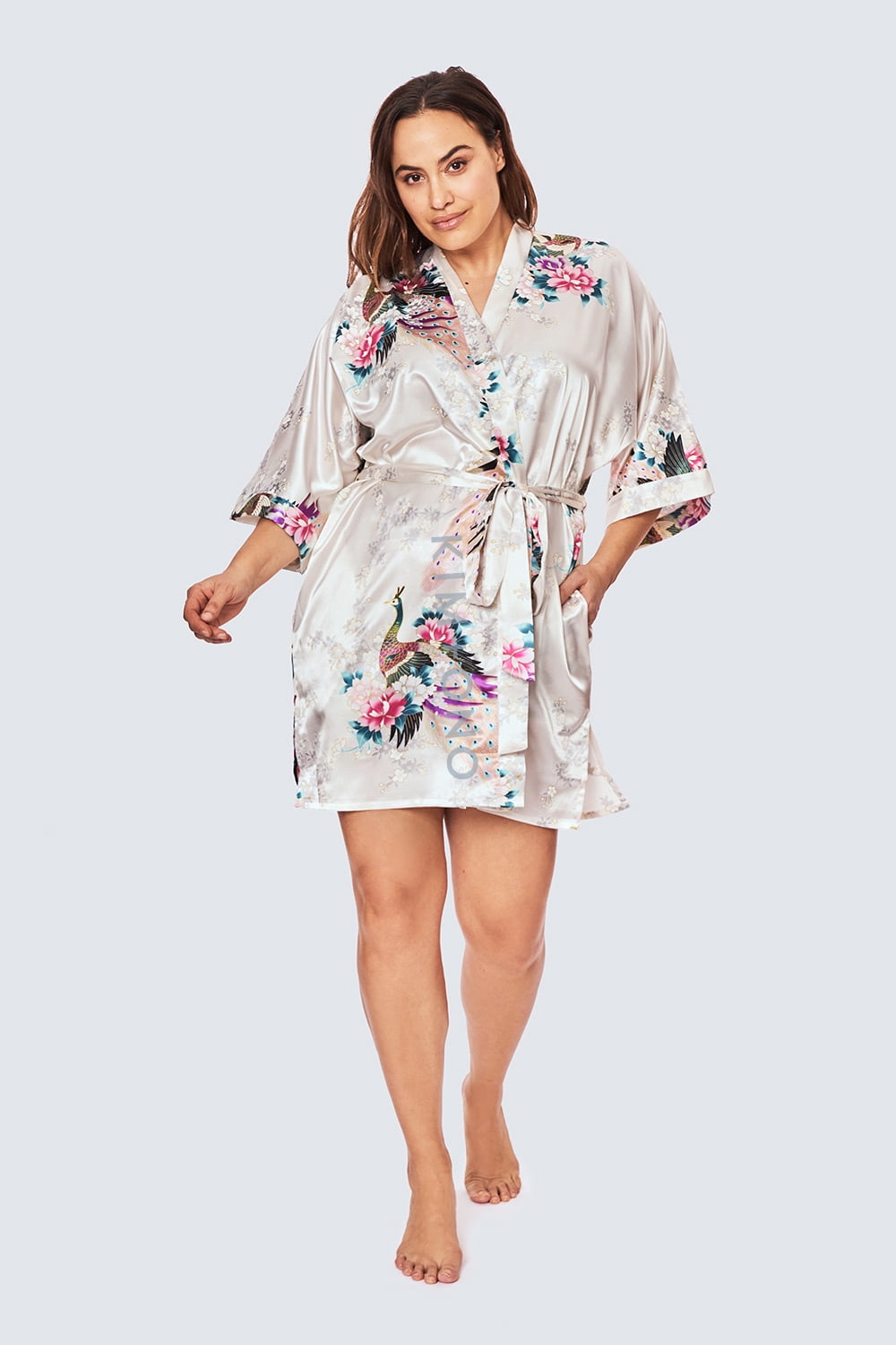 Loose Chinese Silk Women Kimono Robe Gown Bathrobe Sleepwear Plus Size 10 Color