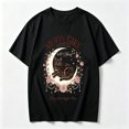 thumbnail image 2 of Womens Graphic Tees Short Sleeve T Shirts | Loose Casual Tops for Teen Girls, Black Cat Moon Wreath Vintage Graphic T-shirts, 2 of 5