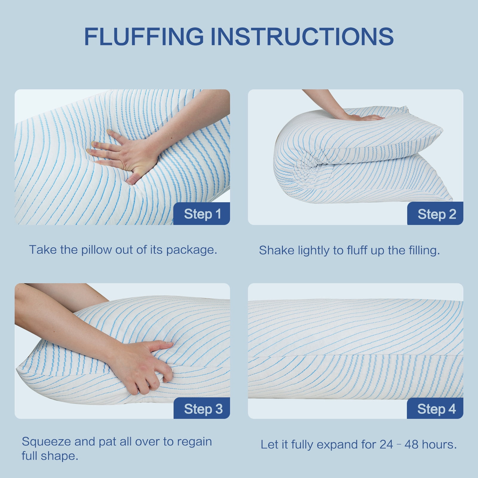 Nalqet 20x54 inch Soft Cooling Body Pillow with Shredded Memory Foam, Enough Support for Side Sleepper, Pregnant Women, Back Pain Relief, Blue