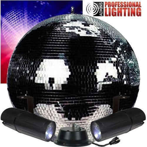 20" Disco Mirror Ball Complete Party Kit with 2 LED Pinspots and Motor