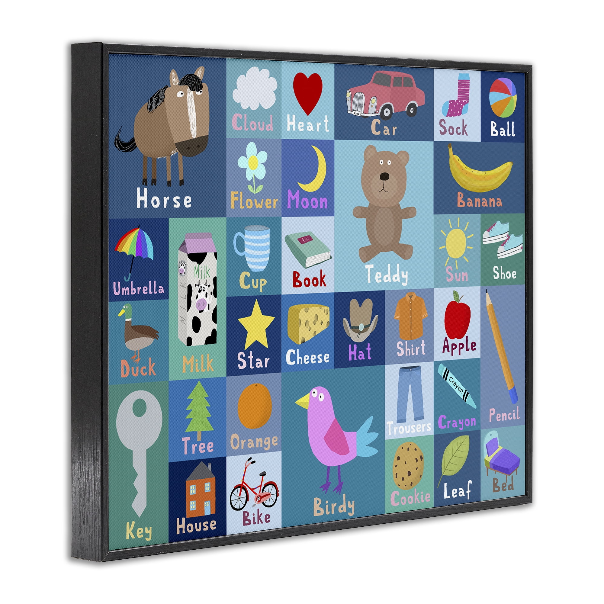 Stupell Industries Blue First Words Black Framed Giclee Art, design by Carla Daly