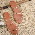 thumbnail image 6 of PiGOGI Women's Metallic Thin Strap Flat Sandals Non-Slip Comfortable Slide Summer Gold 5.5, 6 of 7