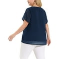 thumbnail image 3 of MODA NOVA Juniors' Plus Blouses Pin Dots Round Neck Basic Top, 3 of 6