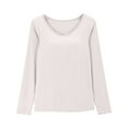 thumbnail image 3 of Built In Bra T Shirt For Womens Padded Long Sleeve Tops Active Blouses Soft Pajama Casual Shirts For Workout, 3 of 5
