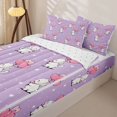 thumbnail image 3 of Manfei Cartoon Kitten Zipper Full Size Comforter Sets with Fitted Sheet and 2 Pillowcases, Valentine's Day Love Heart Balloon Zipper Bedding Set, Purple, Reversible, 4 Pieces, 3 of 7