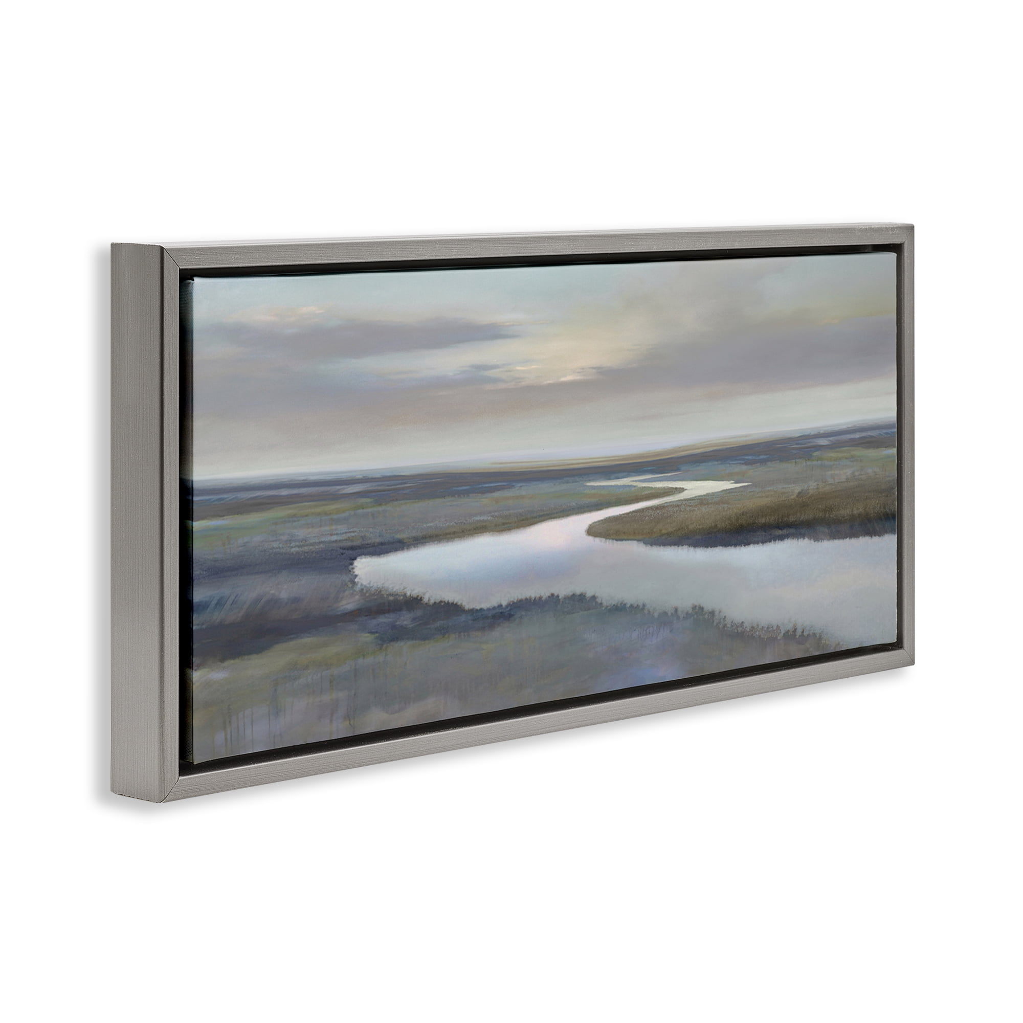 Stupell Industries Foggy Riverbend Atmosphere Gray Framed Floater Canvas Wall Art, design by Christy McKee