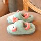thumbnail image 3 of Pantuflas de terciopelo coral para niños y niñas, suaves y antideslizantes, con diseño de pingüino y pájaro, con banda de goma, forro polar sintético verde 14, 3 of 5