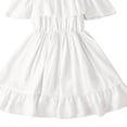 thumbnail image 3 of AINIYS Girls Off-The-Shoulder Dress With Elastic Neckline And Front Tie Closure Flowy Skirt For Spring Outing And Garden Party White 5-6Years, 3 of 8