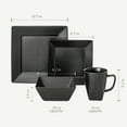 thumbnail image 3 of over&back Dinnerware Set - Porcelain Dish Set with Dinner Plates, Salad Plates, Soup Bowls, Mugs - 16-Piece All-Occasion Place Settings - Square | Black, 3 of 8
