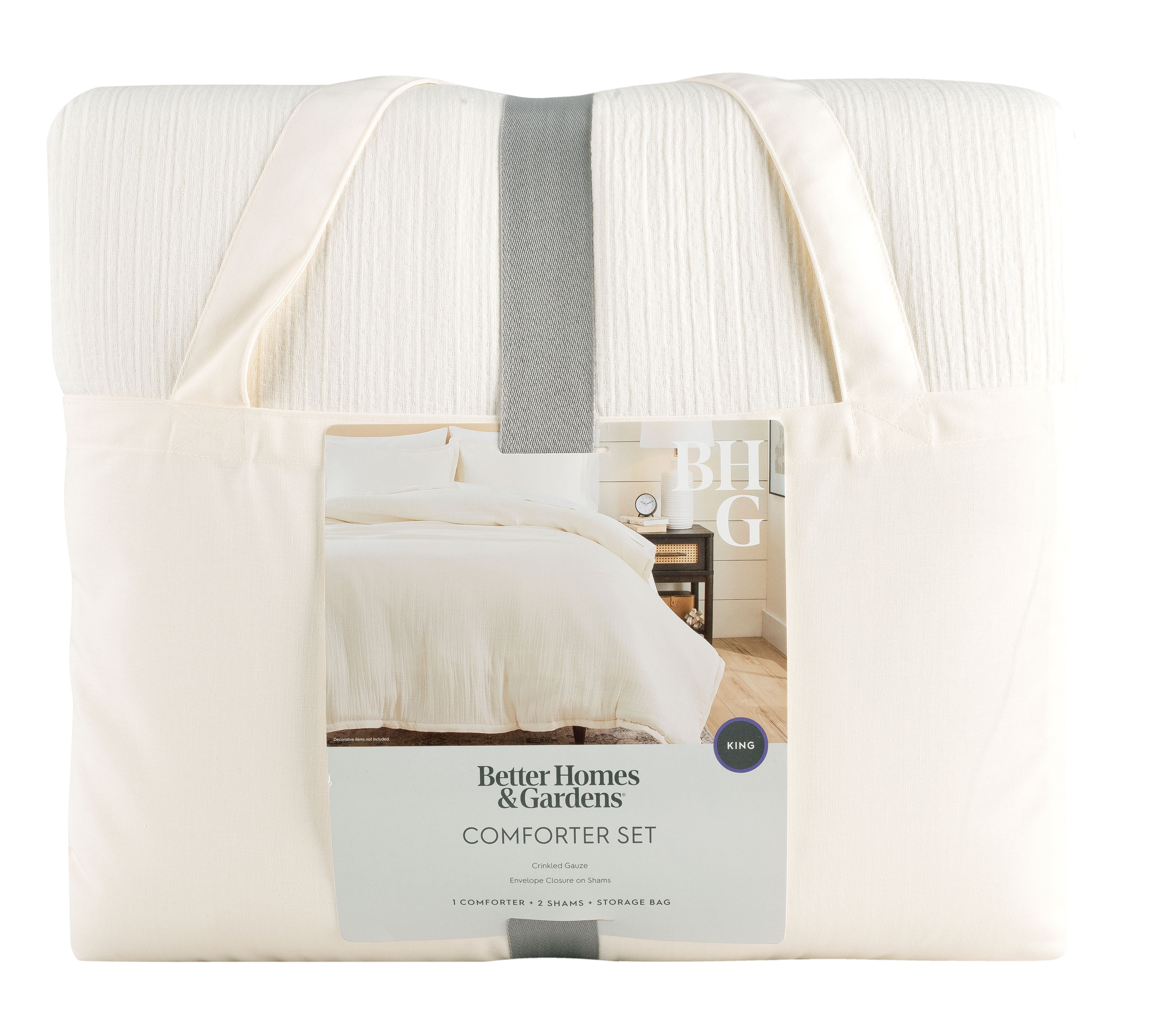 Better Homes & Gardens King Comforter Set, All-Season, 3-Piece, Cream Gauze