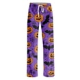 thumbnail image 4 of Pajama Pants for Women Halloween Pumpkin Print Soft Drawstring Comfy Sleep Pants, 4 of 5