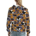 thumbnail image 7 of Fotbe Spooky Cats And Halloween Pumpkins Pattern Womens Long Sleeve Hoodie, Pullover Hooded Sweatshirt, Kangaroo Pocket Hoodie with Eye-catching Drawstrings-, 7 of 7