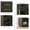thumbnail image 6 of BELLEZE 55" Wine Cabinet, Sideboard Buffet with Wine Rack and Glass Holder, Home Coffee Bar Freestanding Liquor Cabinet with Display Glass Doors for Living Room, Dining Room - Marcel (Brown), 6 of 7
