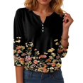 thumbnail image 2 of adviicd Womens 3/4 Length Sleeve Tunic Tops Casual V Neck Shirts Basic Tees Business Work Blouses Summer Fall 2025 Clothes (Black, L), 2 of 5