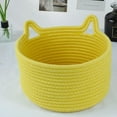 thumbnail image 6 of Yellow Bright Playroom Basket, 9.4 Inch Woven Cotton Rope Bin, 1 Count, Small Storage Organizer For Kids Crayons Small Toys, Colorful Nursery Shelf Decor, Dopamine Style Entryway Catchall, 6 of 6