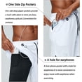 thumbnail image 2 of Pinkbomb Pantalones cortos para correr 2 en 1 para hombre, pantalones cortos para gimnasio, entrenamiento, secado rápido, con bolsillo para teléfono (blanco, XXL), 2 of 5