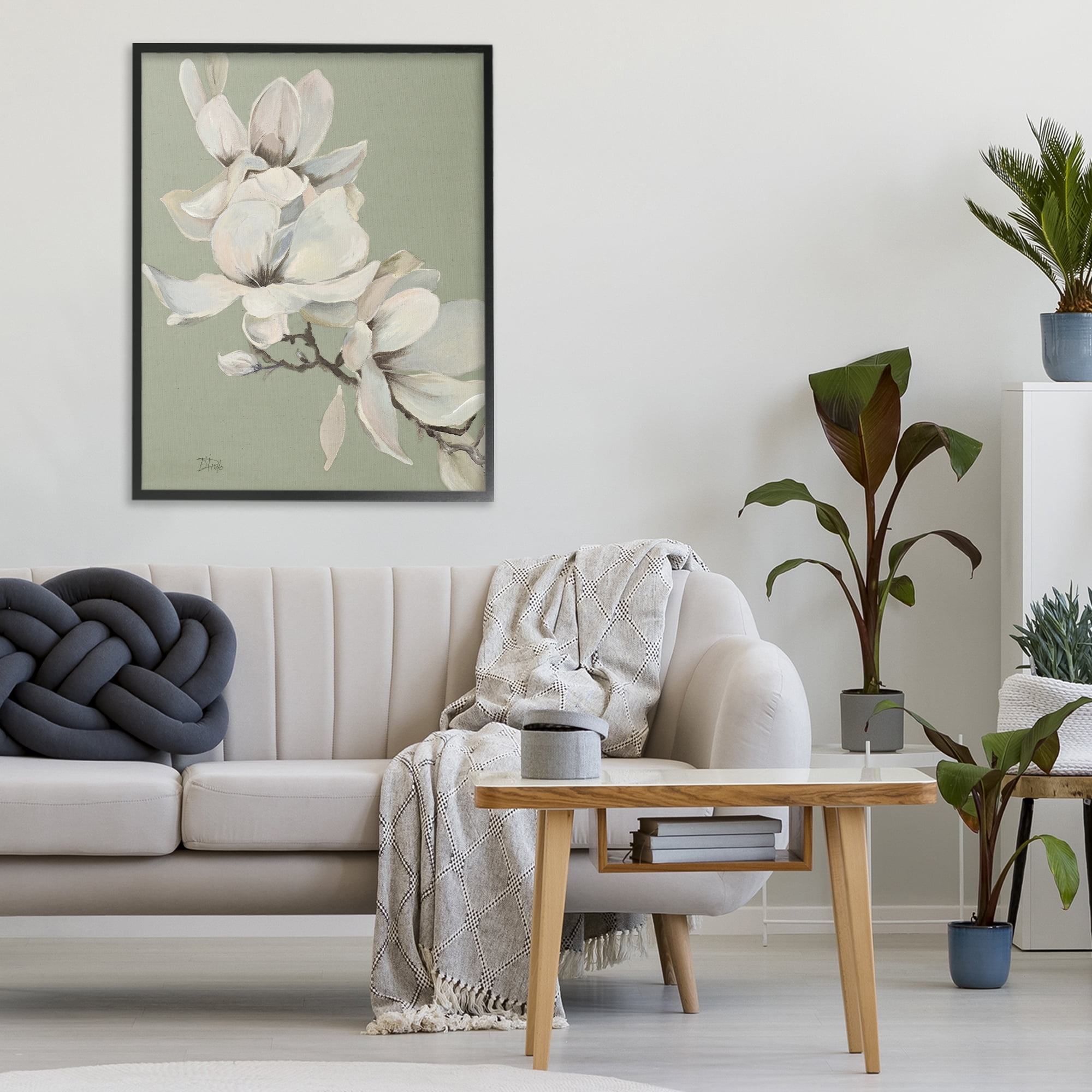 Stupell Industries Magnolias on Sage Florals Black Framed Giclee Art, design by Patricia Pinto