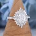 thumbnail image 3 of Silvago Jewelry 1.85 Ct Oval Cut White Moissanite Rings for Her - Birth Stone Engagement Wedding Rings for Women's - Vintage Multi-Stone Proposal Rings for Girlfriend - Cocktail with Cluster Rings, 3 of 9