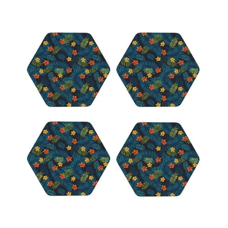 

Leather Coasters with Heat-resistant for Drinks Hawaiian Style Leaves Flower -标题2 Hexagon