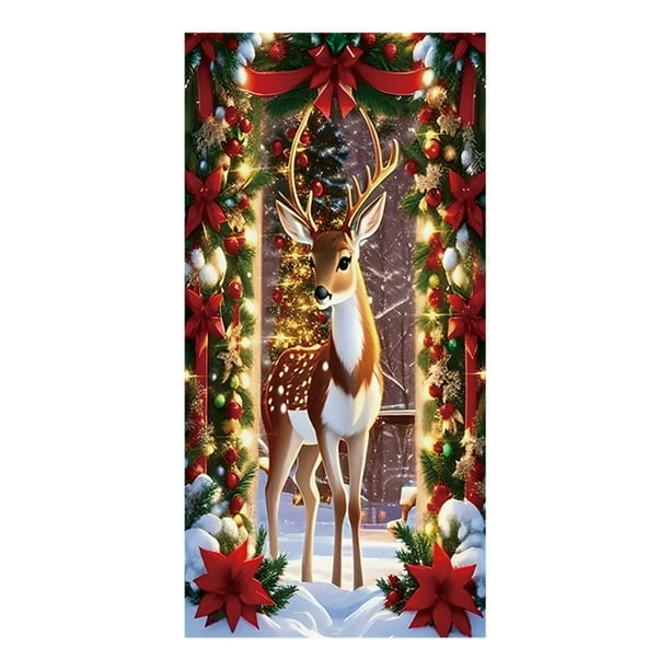 Adornos navideños, adornos navideños, regalos navideños, pegatinas navideñas para puerta, tela colgante, decoración para fiestas navideñas, tela de fondo para puerta de habitación con tapiz, cortina d