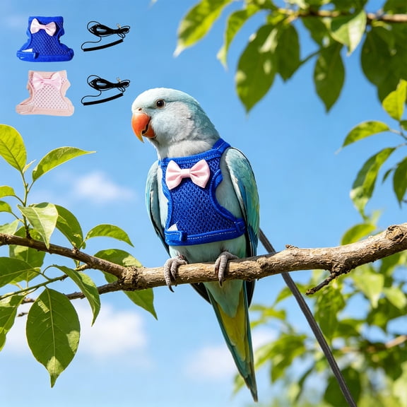 Parrot Harness Leash Escape Proof Walking Vest • Adjustable Pet Bird Flight Jacket • Breathable Outdoor Flying Lead for Cockatiel Budgie Parakeet