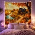 thumbnail image 2 of Autumn Cottage with River and Golden Fields, Cozy Farmhouse for Country Decor Lovers, Nostalgic Nature Art, Thanksgiving Gift, Tapestry Wall Hanging for Living Room and Bedroom, 2 of 7