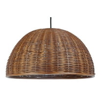 Kouboo Wicker Dome Pendant Lamp, Pendant Lighting For Kitchen Island, Bedroom, Dining Room, Living Room, Entryway, Rustic Brown