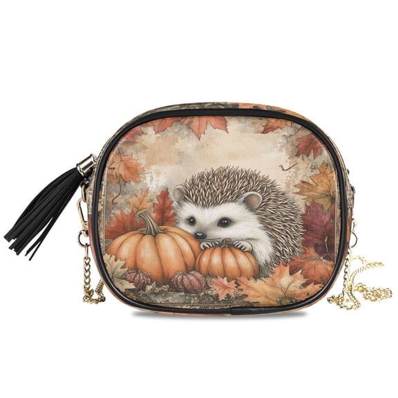 Womens Casual Chain Shoulder Bag Simple style Hedgehog Surrounded by Autumn Crossbody Bag