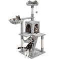 thumbnail image 2 of Alden Design 54" Cat Tree with Hammock, Basket and Scratching Post Tower, Light Gray, 2 of 13