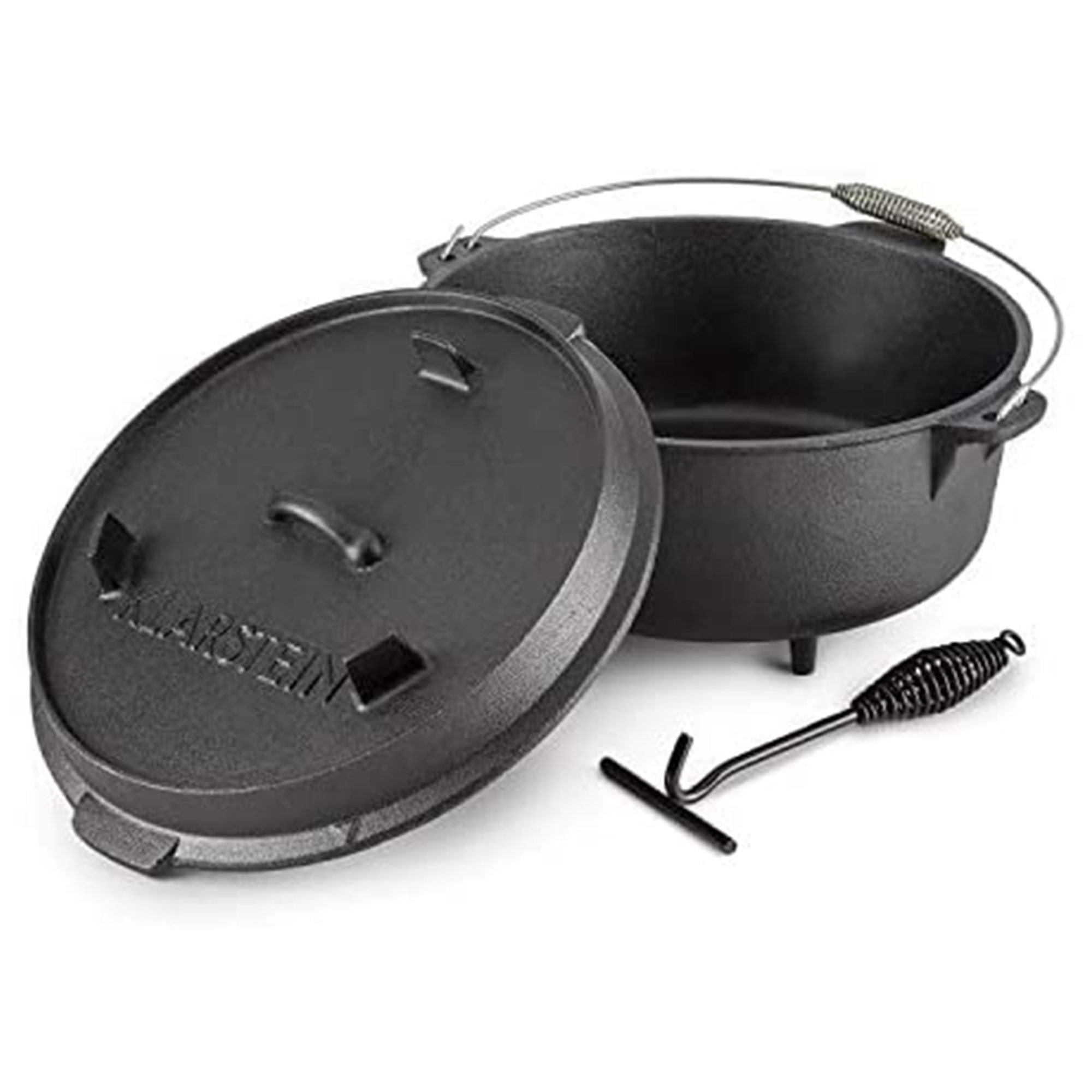 Klarstein Hotrod 6.5 Quart Dutch Oven Open Fire Cast Iron Pot w/ Lid