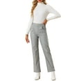 thumbnail image 2 of Pantalones largos rectos de cintura elástica con botones y cremallera de cuadros para mujer INSPIRE CHIC XL negro y gris, 2 of 6