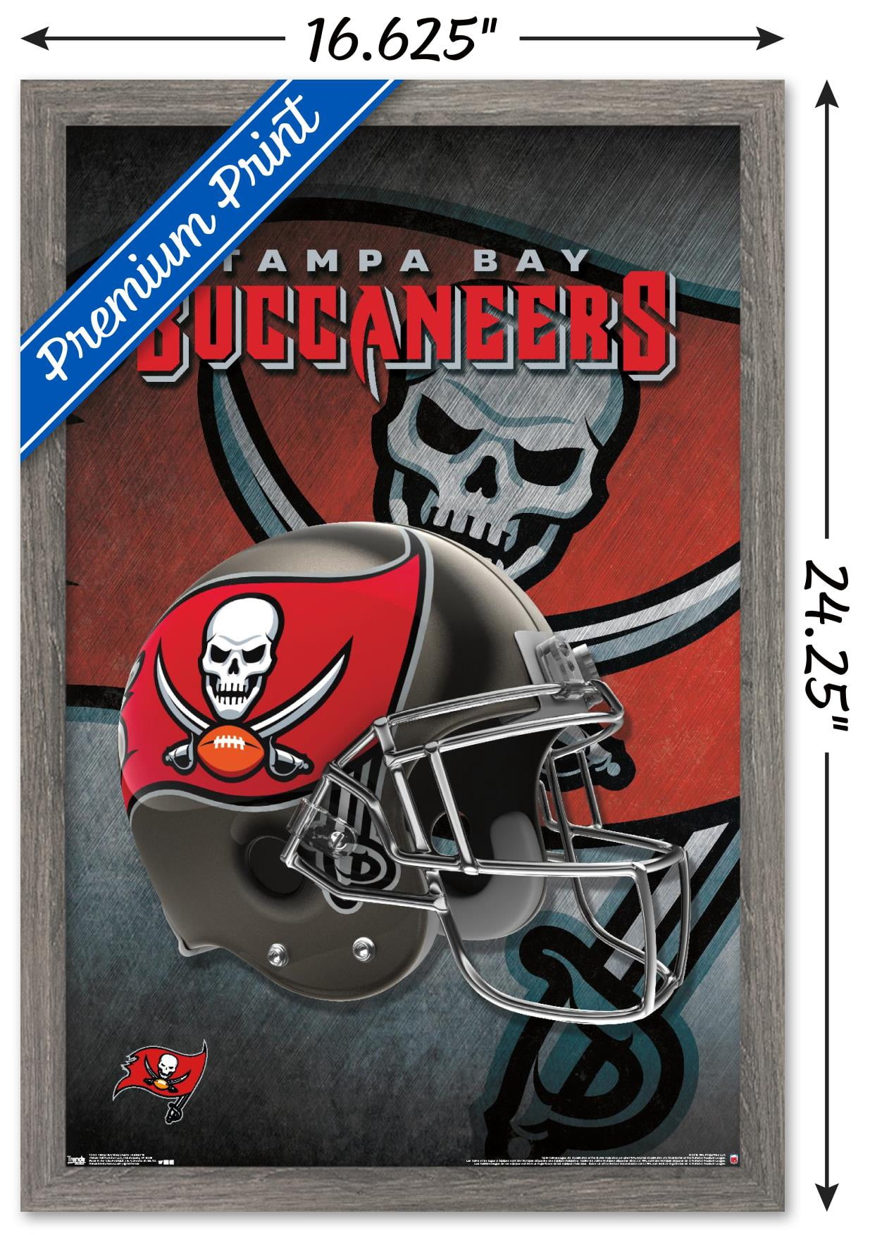NFL Tampa Bay Buccaneers - Helmet 16 Wall Poster, 14.725" x 22.375", Framed