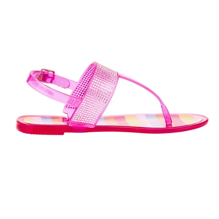 Green Jelly Sandals - Girls' Rhinestone Stripe Jelly Sandal