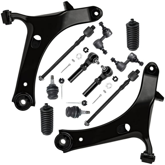 Detroit Axle - Front Lower Control Arms Ball Joints Sway Bars Inner Outer Tie Rods Boots Replacement for 2005-2009 Subaru Outback Legacy - 12pc Set