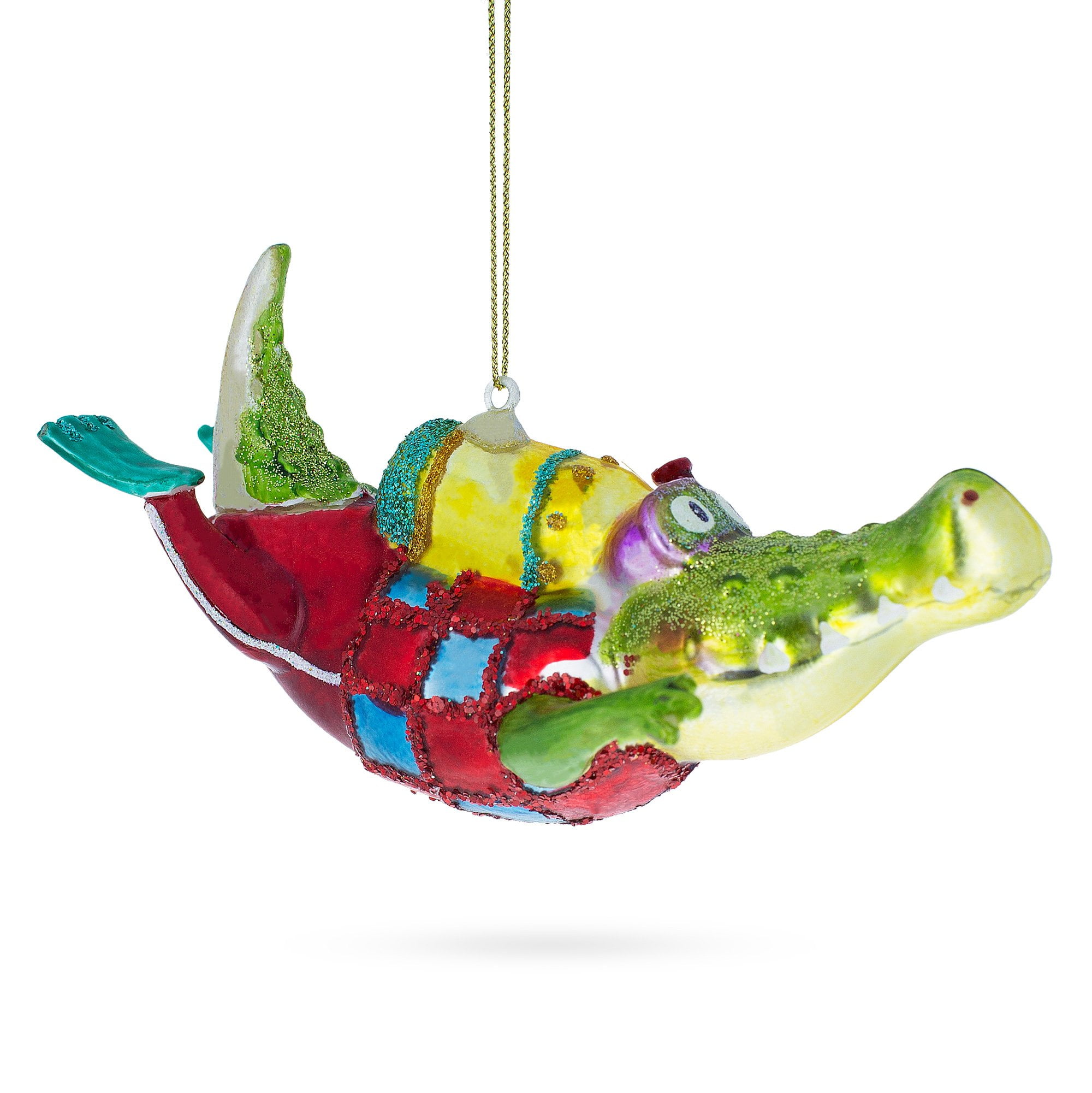 Alligator the Scuba Diver Glass Christmas Ornament