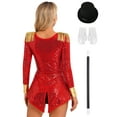 thumbnail image 2 of iiniim Women's Ringmaster Costume Circus Ring Leader Outfit Master Lion Tamer with Hat and Gloves Magic Wand Set Red L, 2 of 7